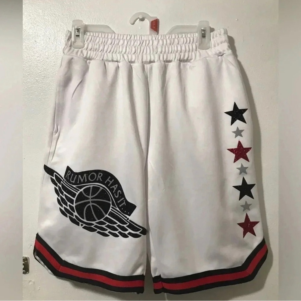 LIKE-NEW Vintage Brand Rumor Has It Basketball White Shorts Men’s Size Small‎ - Picture 9 of 9